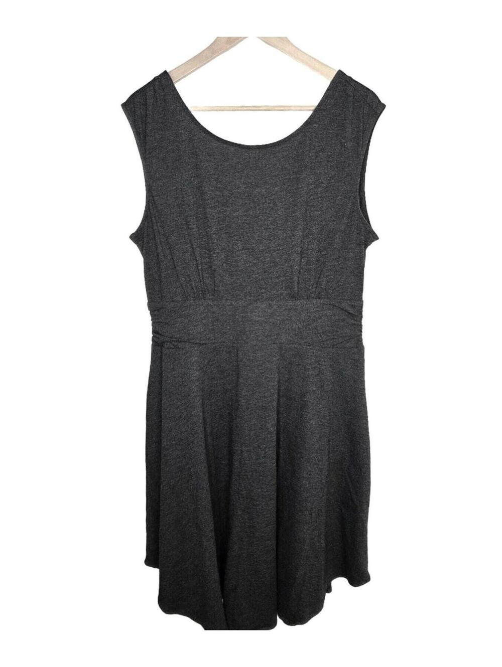 Prana Classic Fit and Flair Charcoal Midi Dress Cotton Blend, All Seasons XL